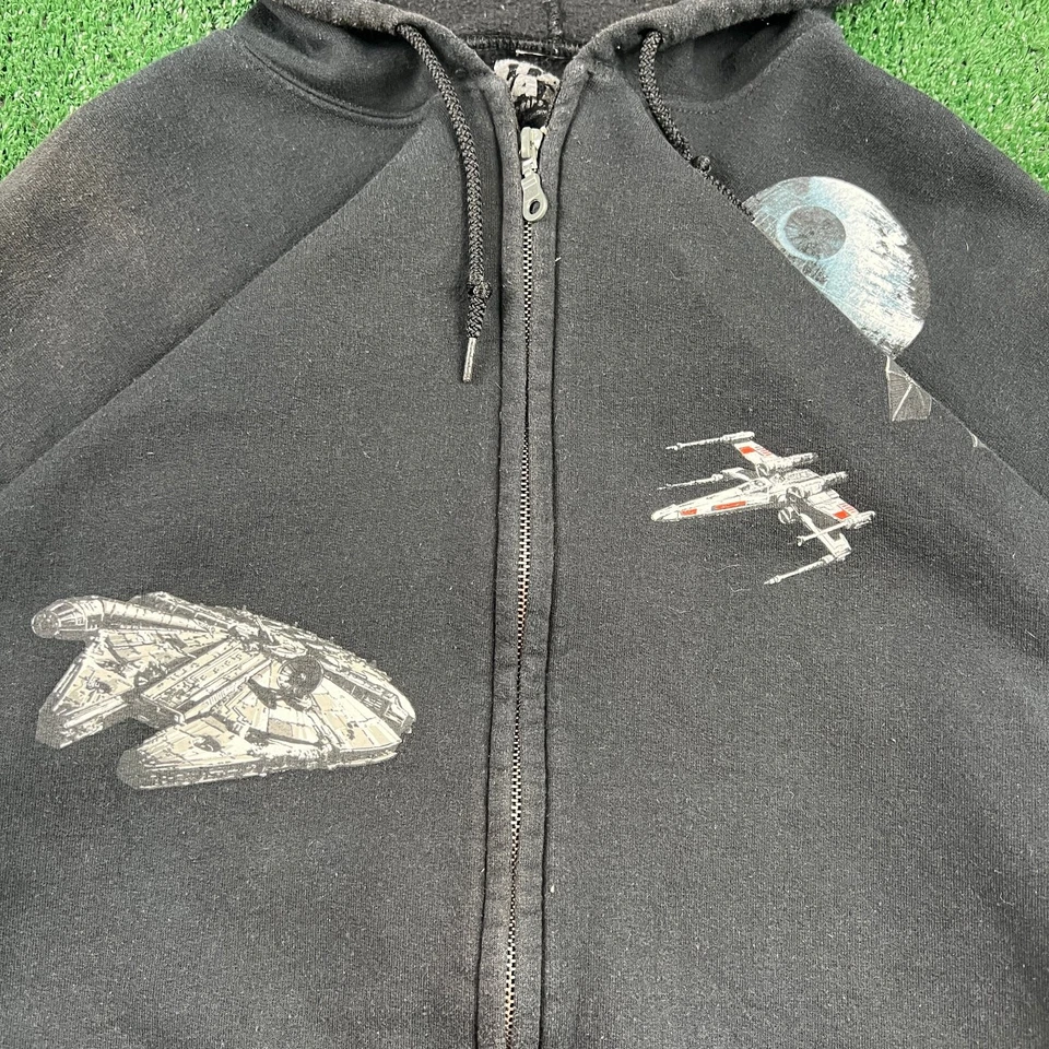 Star Wars Episodio 4 Millenium Falcon Spellout Sudadera con Capucha Cremallera Completa Para Hombres XL Negra Foto 2 de 4