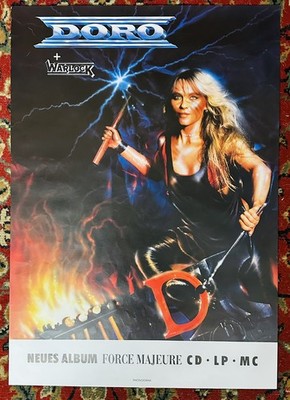 DORO PESCH +WARLOCK FORCE MAJEURE 1989 1st SOLO Album CD 23''× 33'' POSTER RARE!