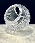 Vtg Waterford Crystal Round Basket Cut Glass Signed Ireland Potpourri Candy Dish