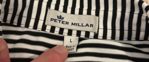 Peter Millar Nebraska Huskers Poloshirt weiß/schwarz gestreift Herren Large Golf - Bild 2 von 3