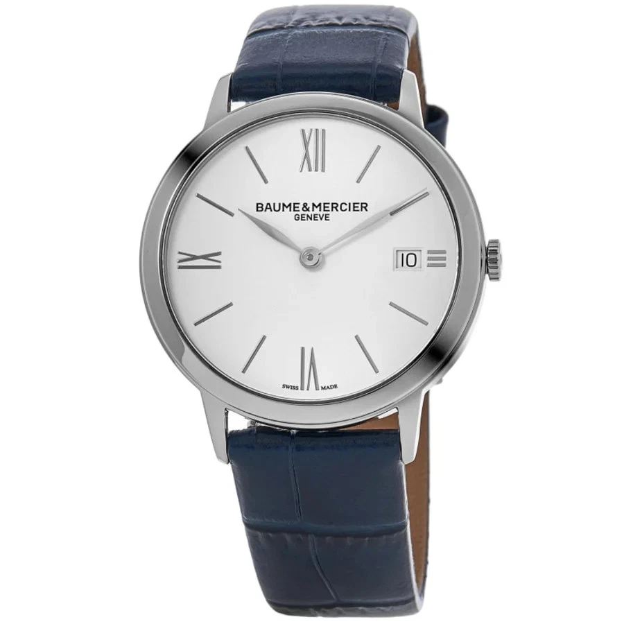 Novo relógio feminino Baume & Mercier Classima quartzo mostrador branco pulseira de couro 10355