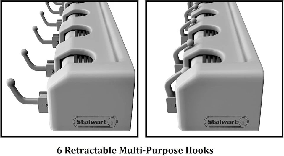 Estante de almacenamiento montado en la pared con 5 ranuras y 6 ganchos para organización del hogar Foto 4 de 4