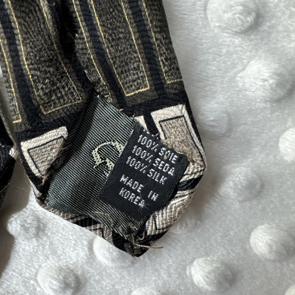 Corbata Cuello Valerio Garati 100% Seda 4"x64" Marrón Negro Bloques Geométricos Foto 4 de 4