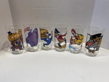 Complete Set of 6 Vintage 1977 McDonalds Collector Series Glasses Motion