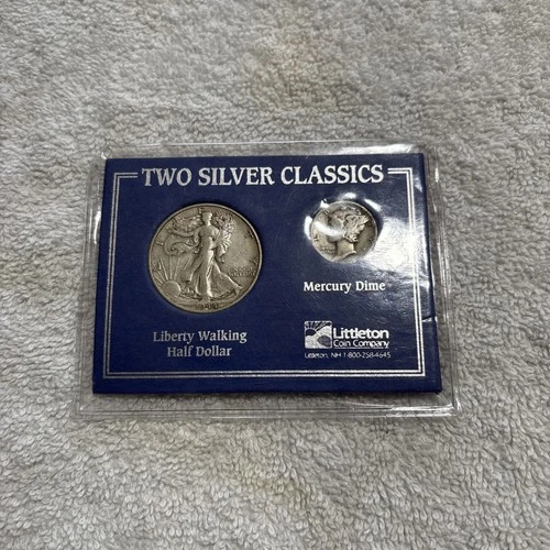 Two Silver Classics Set – Walking Liberty Half Dollar & Mercury Dime – 90% Silve