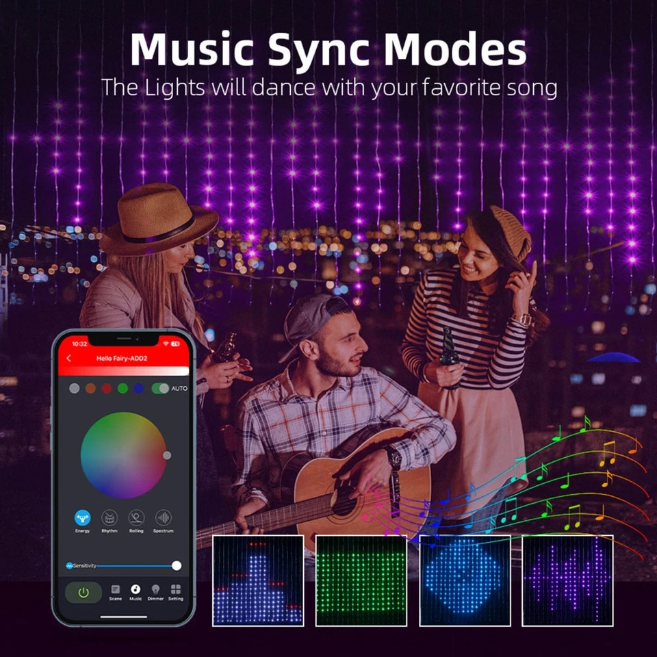 颜色变化窗帘灯 RGB 仙女串窗壁挂串灯 — 第 3/4 张图片