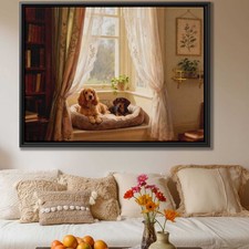 Cocker Spaniel Dog Artwork Living Room Oil Painting Canvas Print Pet Wall Art