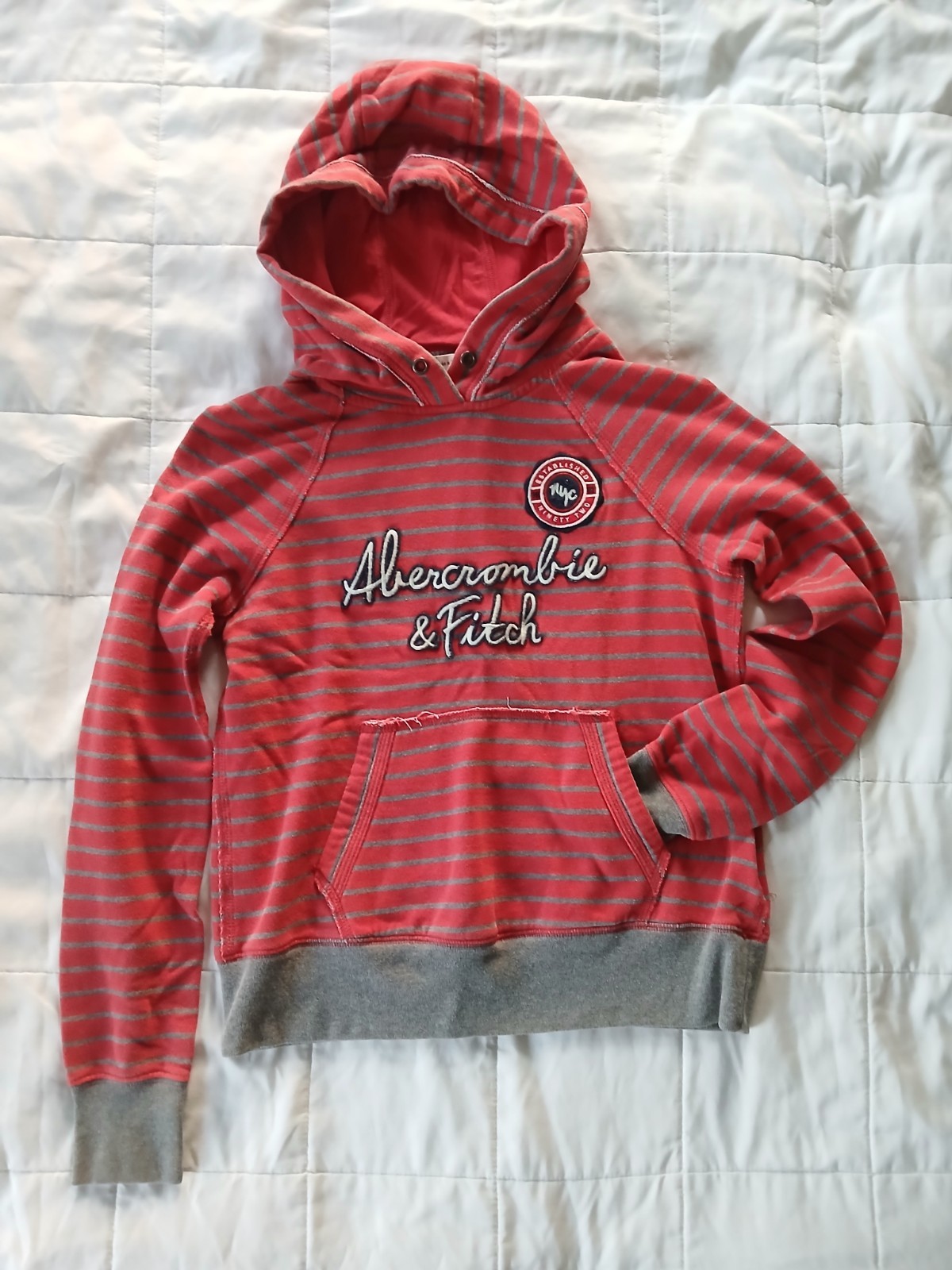 Abercrombie & Fitch Hoodie Striped Patched Cotton Blend Womens Size Medium