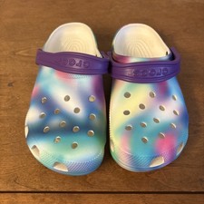 Crocs Classic Multicolor Tie Dye Round Toe Slip On Clogs Unisex Junior Size 6