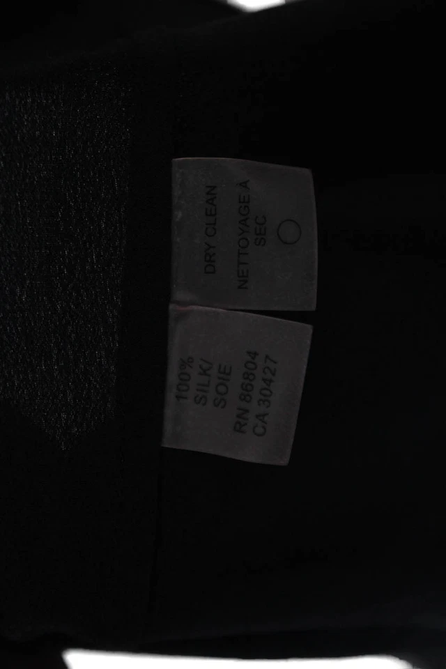 Magaschoni Women Silk V-Neck Tank Black Size 6 - Image 4 of 4