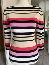 LADIES WALLIS BLACK RED WHITE BEIGE PINK JUMPER STRIPED SIZE 12 PETITE