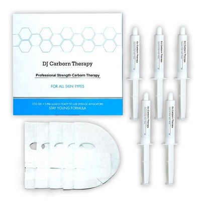 DJ CARBON Therapy CO2 Gel Mask 5 Gels + 5 Face Sheet DJ CARBOXY Therapy 1 Box