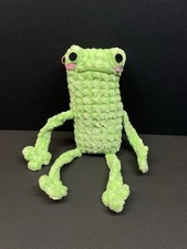 Mint Green Leggy Frog Crochet Plushie, Handmade Plush, Frog, Amigurumi, Toy