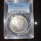 1886 Morgan Silver Dollar PCGS MS63 Beautiful And Bright Blue Label
