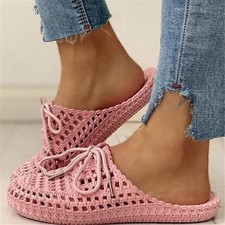 Hollow women's slippers closed toe casual beach shoes lace-up flat New beach cas