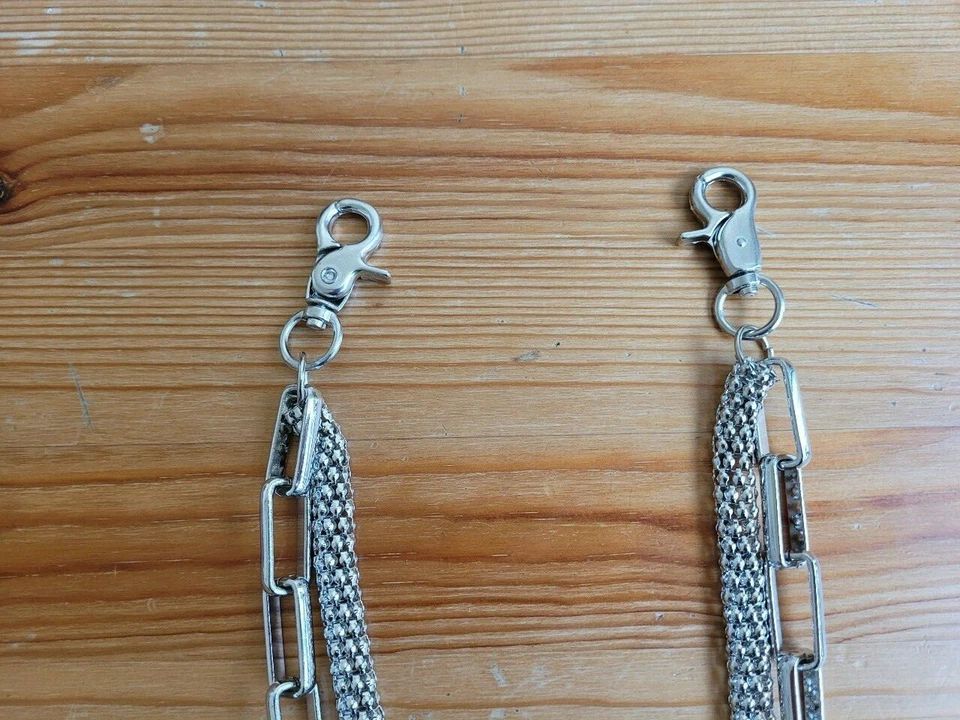 Doble Cadena Malla y Eslabón Metal Resistente Billetera Cadena Motociclista Camionero Llavero Foto 2 de 3