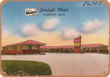 METAL SIGN - Texas Postcard - Starlight Motel, Plainview, Texas .