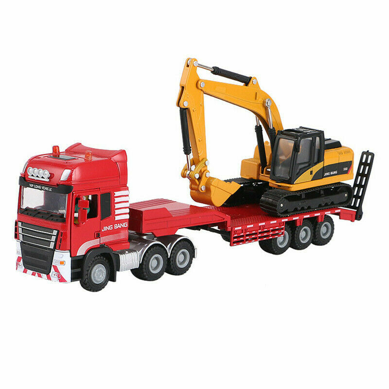 1:50 Flatbed Trailer Trucks Toy Alloy Trailer Excavator