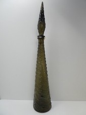 ART GLASS ITALIAN MID CENTURY SMOKEY GREY GLASS EMPOLI GENIE BOTTLE DECANTER