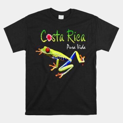 Costa Rica Pura Vida Travel Souvenir Vacation Frog Nature T-shirt Size S-5XL