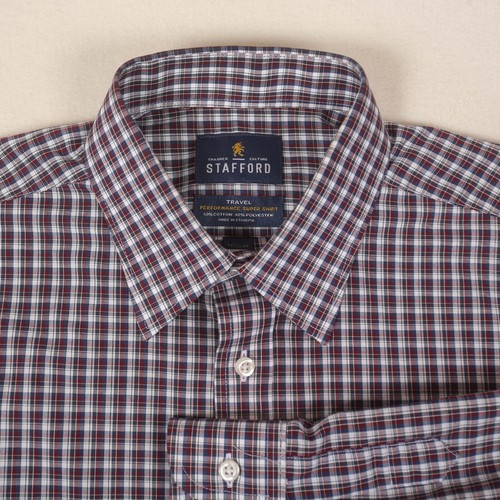 Stafford Hemd Travel Button Down Regular Langarm Erwachsene 15,5 kariert - Bild 3 von 9