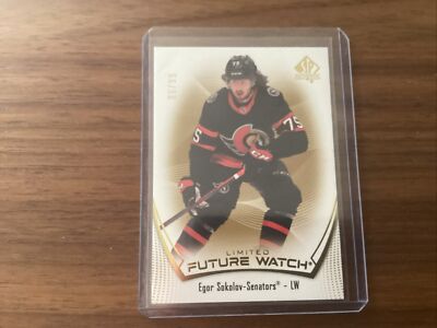 2021-22 upper deck sp authentic Gold Future Watch Rookie Egor Sokolov Senators 