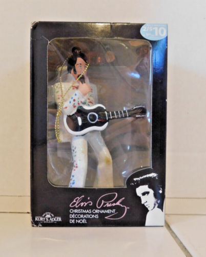 Combinaison blanche ornement de Noël Elvis Presley Kurt Adler avec guitare neuve dans sa boîte - Photo 1 sur 4