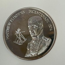 Australia 1774 1974 Matthew Flinders Bicentennial Silver Meda (Rx1120401/Q6)