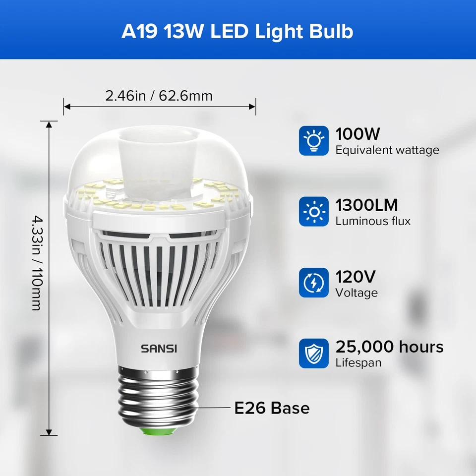 2 pcs LED Light Bulb Dusk-to-Dawn Auto On/Off 13W=100W 5000K Night Lights E26 - Image 4 of 4