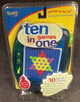 Fundex 2002 Ten Games In One Mini Magnetic Game System Gaming On The Go NEW!