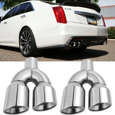 For Cadillac ATS ATS-V CTS CTS-V 2.5" in Exhaust Quad Tips Double Wall Stainless