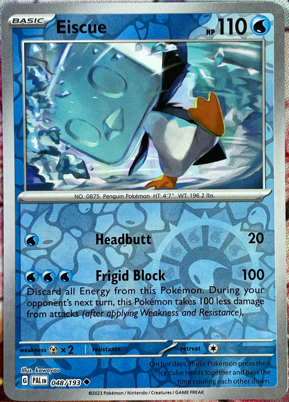 Pokemon - EISCUE 048/193 - Reverse Holo - Paldea Evolved - NM/M