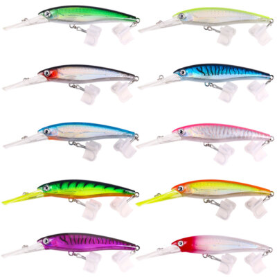 10PCS Trolling Bait Fishing Lures Big Minnow Hooks 48g 73g 90g Tuna Bass  Tackle