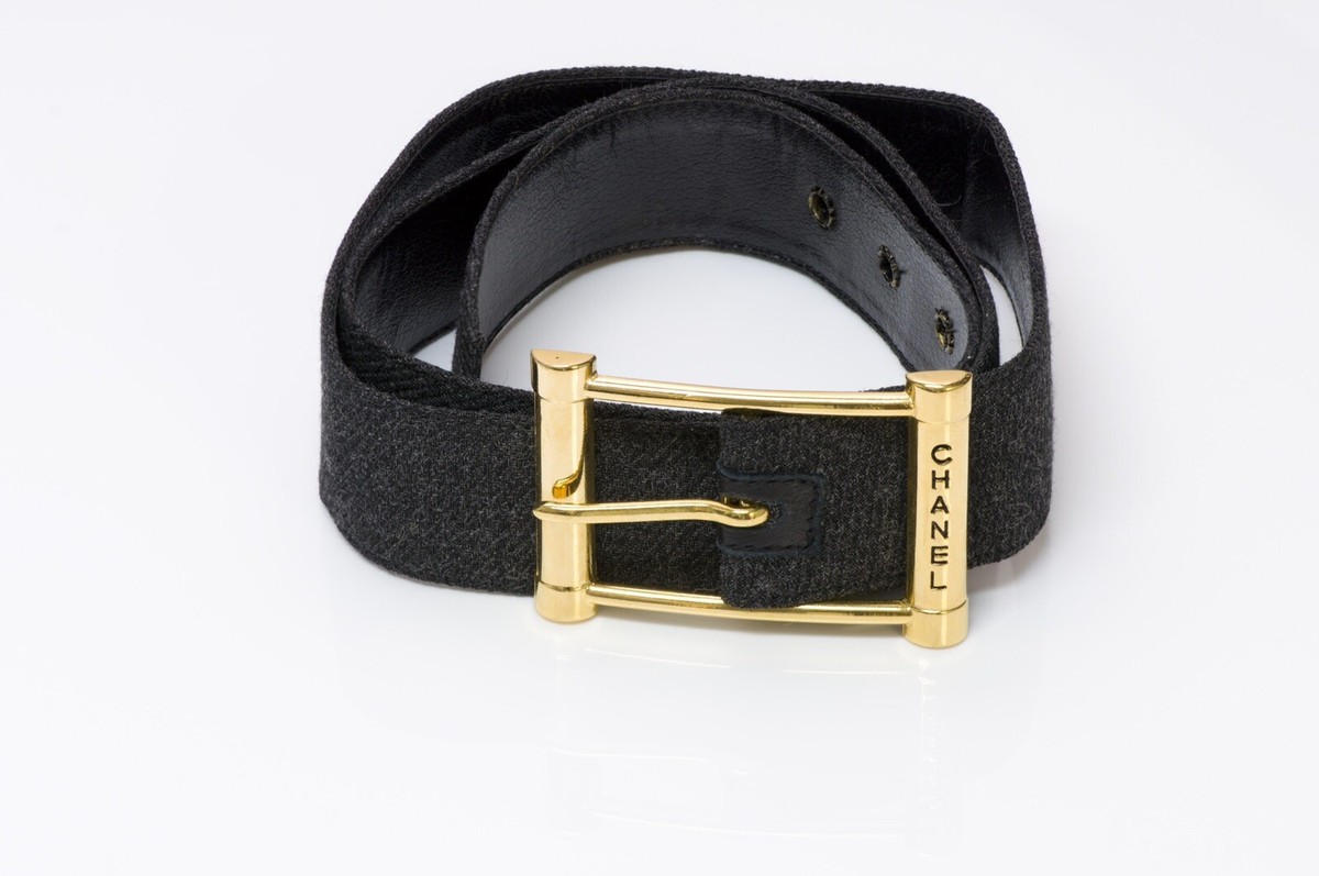CHANEL CC 1980's Gray Fabric Leather Belt | eBay