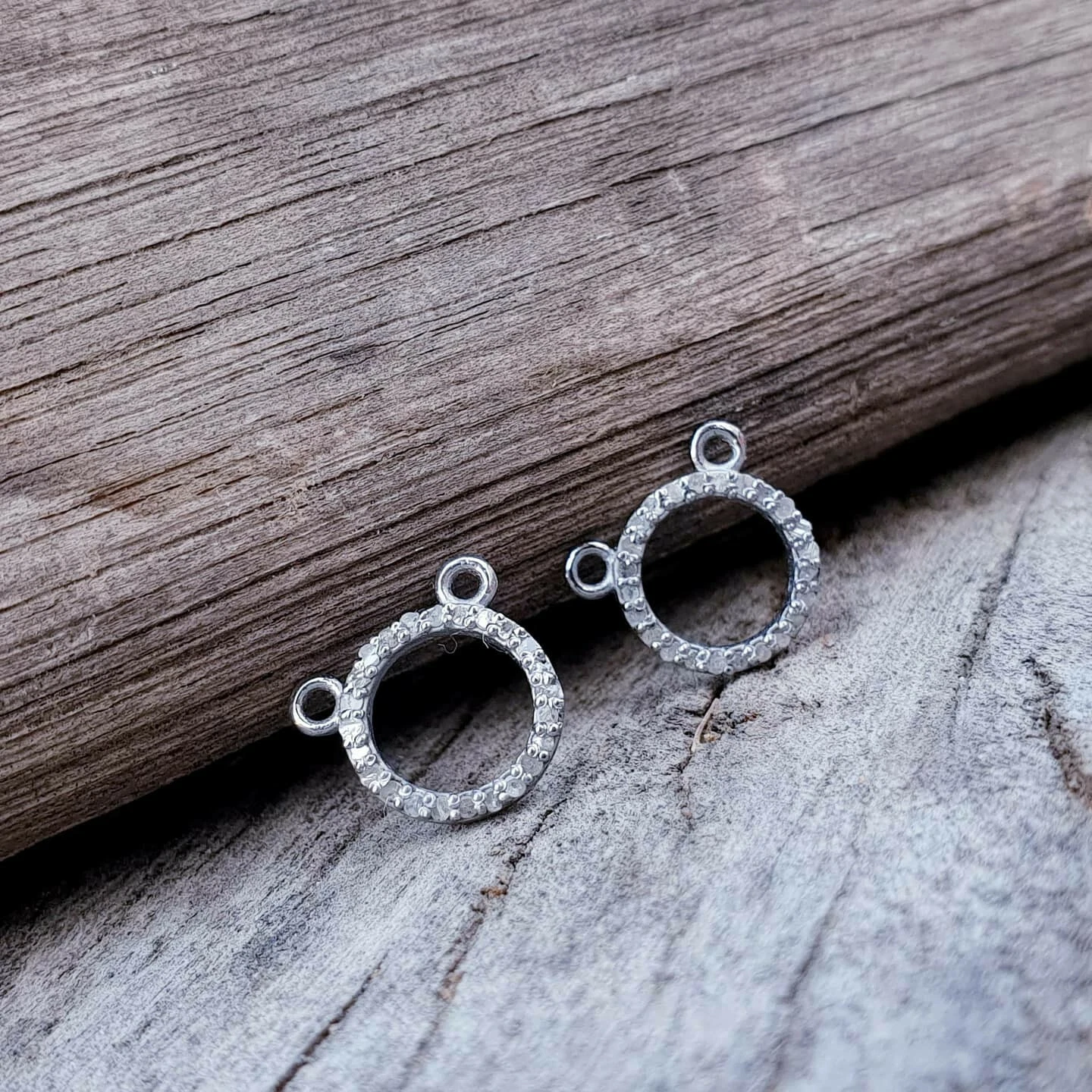 1Pc Pave Diamond Round Double Bail Pendant 925 Silver Charm Making Findings.