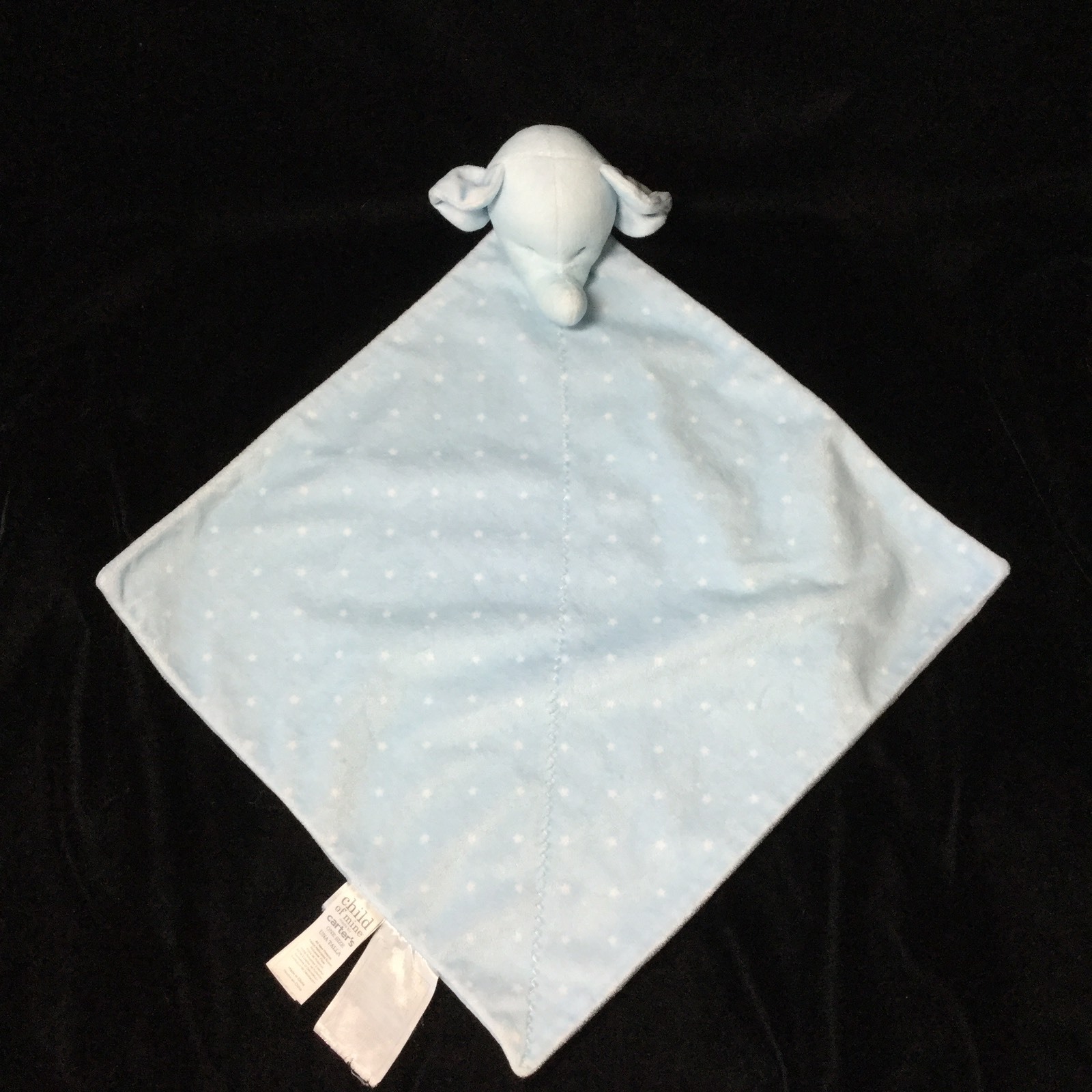 Child Of Mine Blue Elephant Stars Baby Security Blanket Velour Carter's Lovey eBay