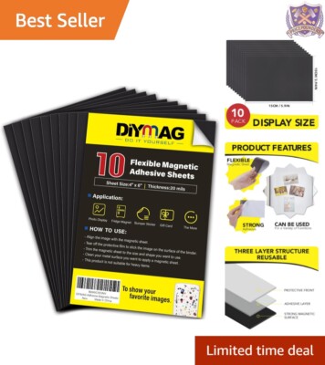 Flexible 4'' x 6'' Magnetic Sheets with Strong Adhesive - Perfect for Photos