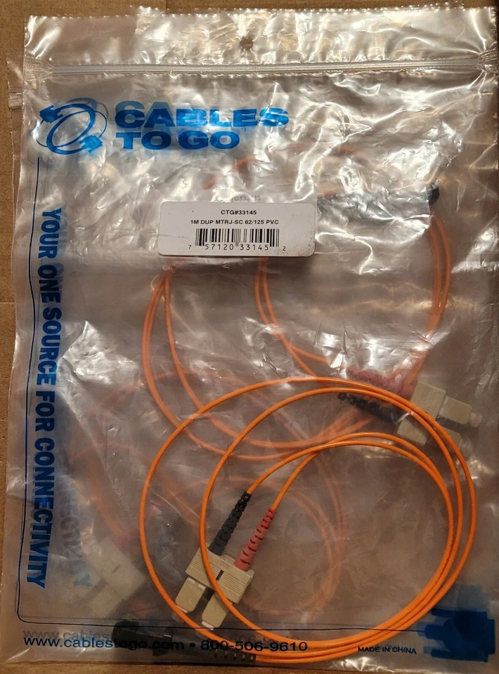 3.3ft (1m) MTRJ-SC 62.5/125 OM1 Duplex Multimode PVC Fiber Optic Cable (TAA... - Image 3 of 4