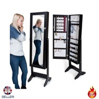 Jewelry Cabinet Full Length Mirror Floor Standing Storage Box Organiser Jewelry Cabinet Full Length Mirror Floor Standing Storage Box Organiser