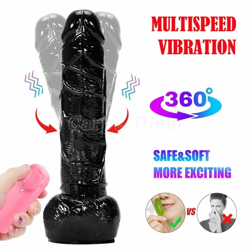 Rotating-Vibrating-Dildo-Penis-Vibrator-Suction-Cup-G-Spot-6.7inch Black