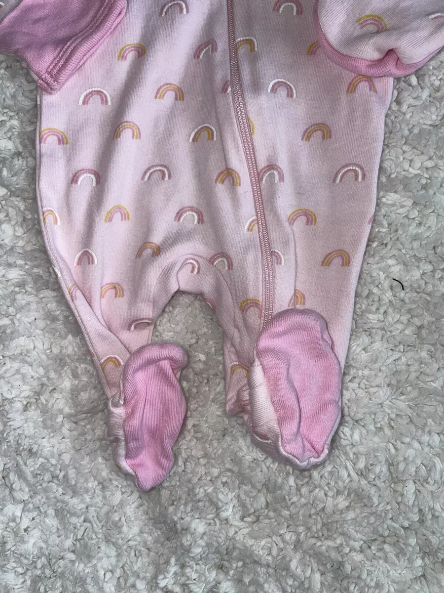 Cloud Island Newborn girl rainbow zip up footed one piece. Cute