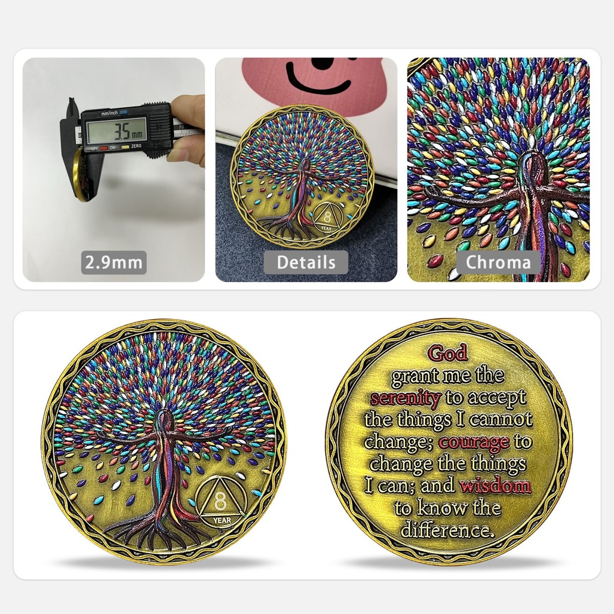 8 anni Sobriety Coin Butterfly Tree of Life AA Chip e medaglioni Sobriety Recovery Chip Sobriety Token Sobriety Regali per uomini donne Celebrare alcolisti Anonimo Recupero