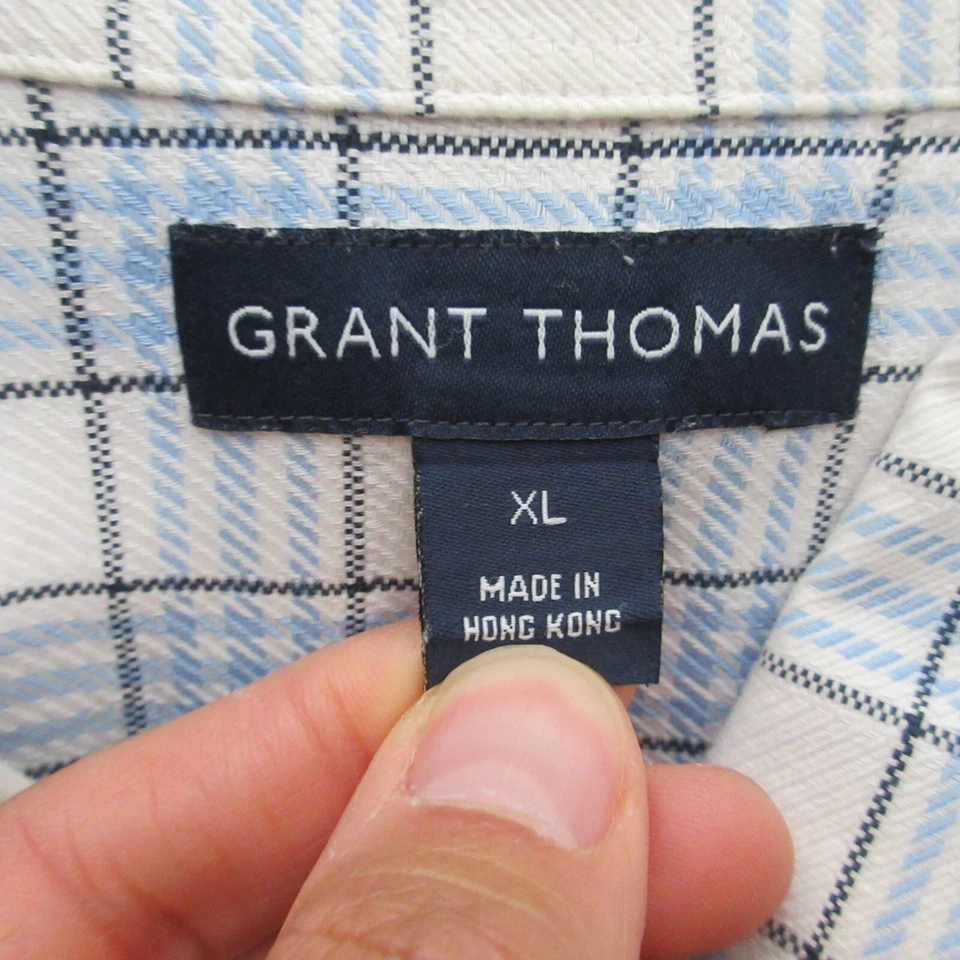 Camisa Grant Thomas Para Hombre Extra Grande Azul Rayas Abotonada Foto 2 de 4