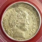 PCGS AU-55 1907 BARBER DIME 10% OFF CENTER ERROR!