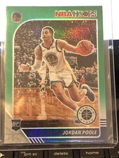 2019-20 PANINI NBA HOOPS PREMIUM STOCK JORDAN POOLE GREEN SILVER #223 ROOKIE RC