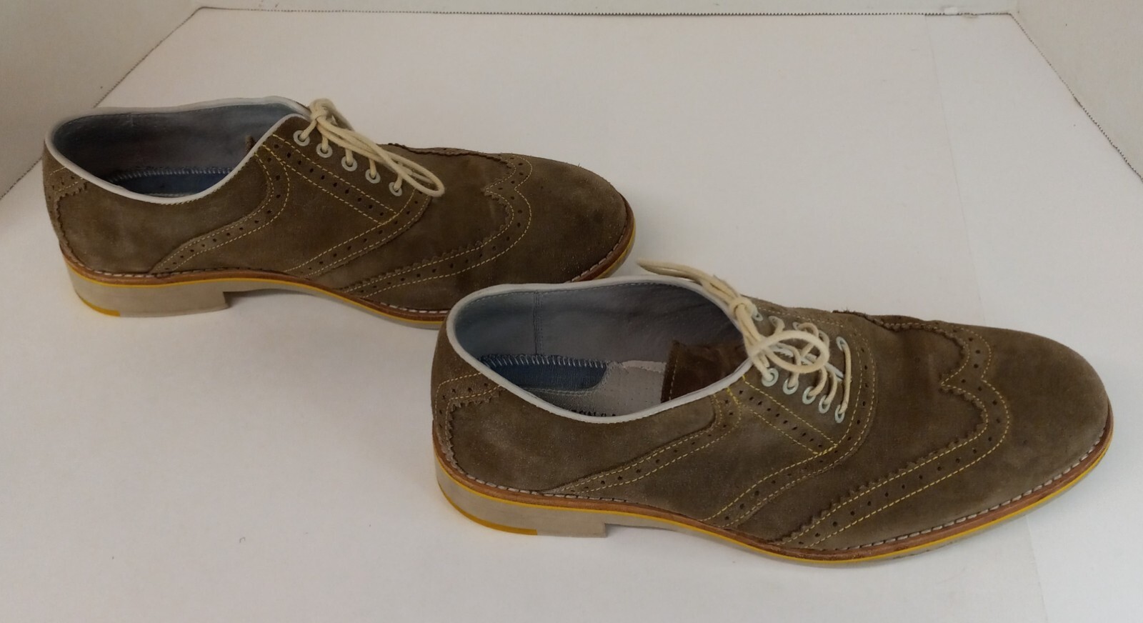 SAOLA Scarpe da uomo Johnston & Murphy taglia 8 5 M pelle scamosciata Oxford brogue marrone usate