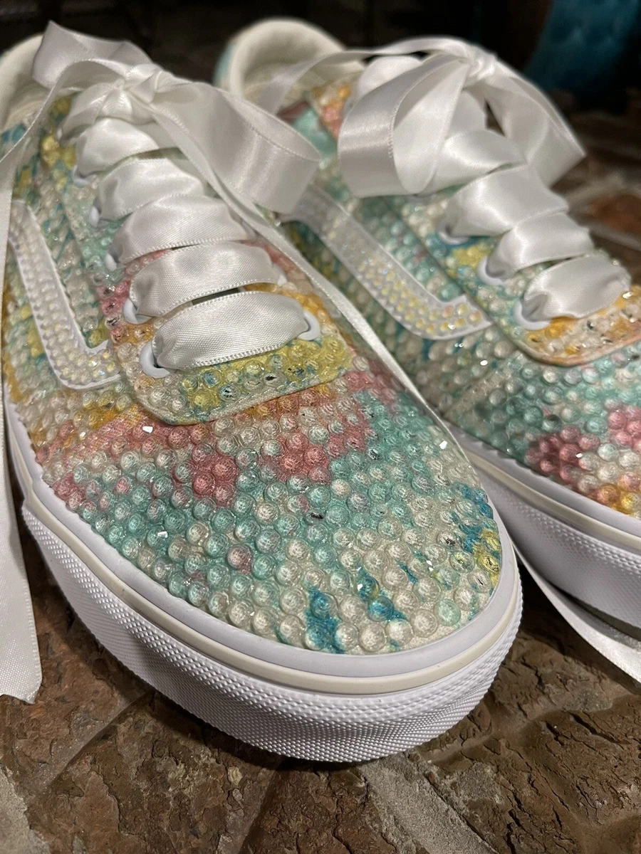 Vans Shoes custom rhinestone,White,Size 8