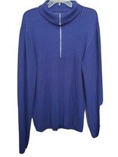 INC International Concepts Men's Blue Quarter Zip Mock Neck Pullover Sweater L