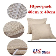 10 PACKS 15.75'' x 15.75'' Linen Pillow Case Sublimation Blank DIY Cushion Cover