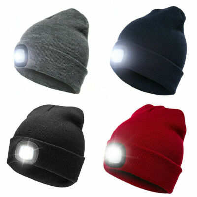 Knitted Wooly Beanie Hat With LED Light 